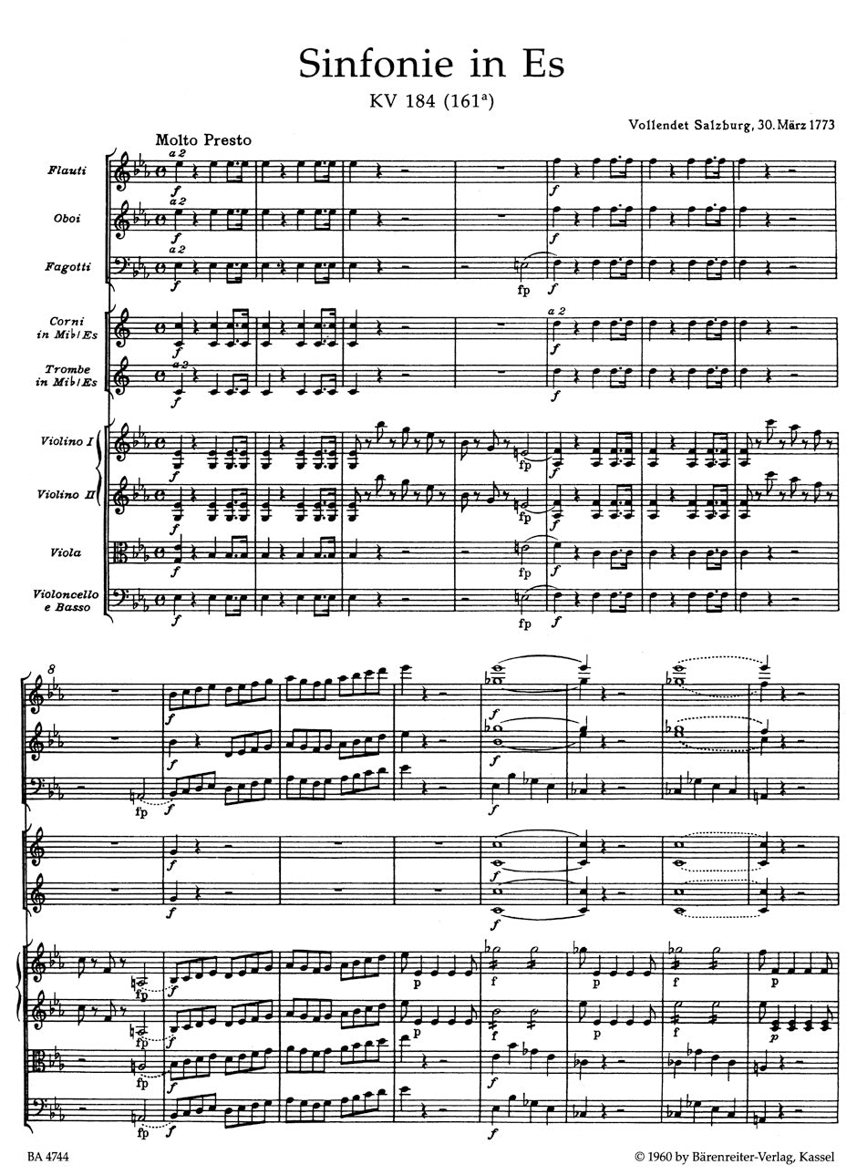 Mozart Symphony No. 26 E-flat major K. 184(166a)