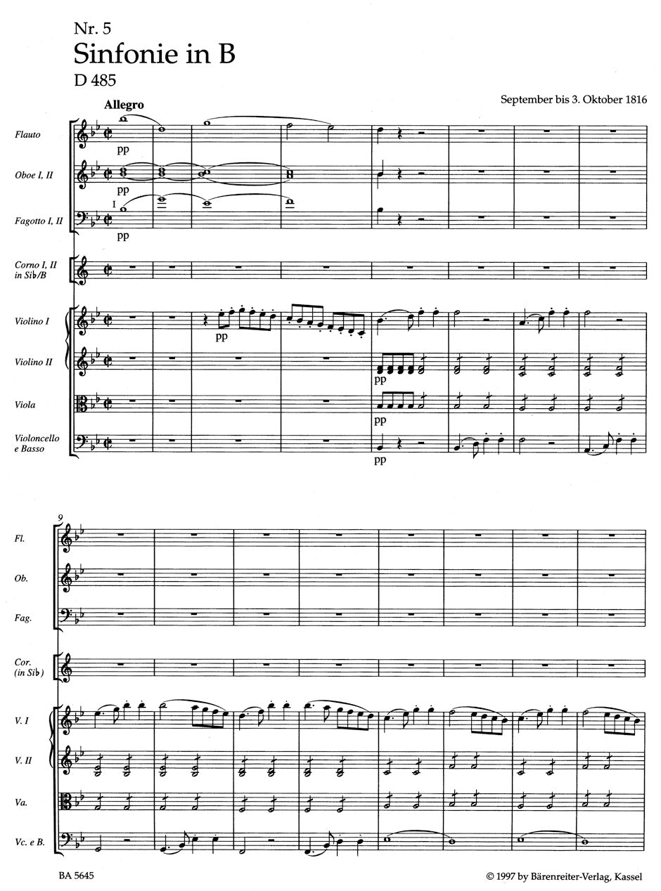 Schubert Symphony Nr. 5 B-flat major D 485