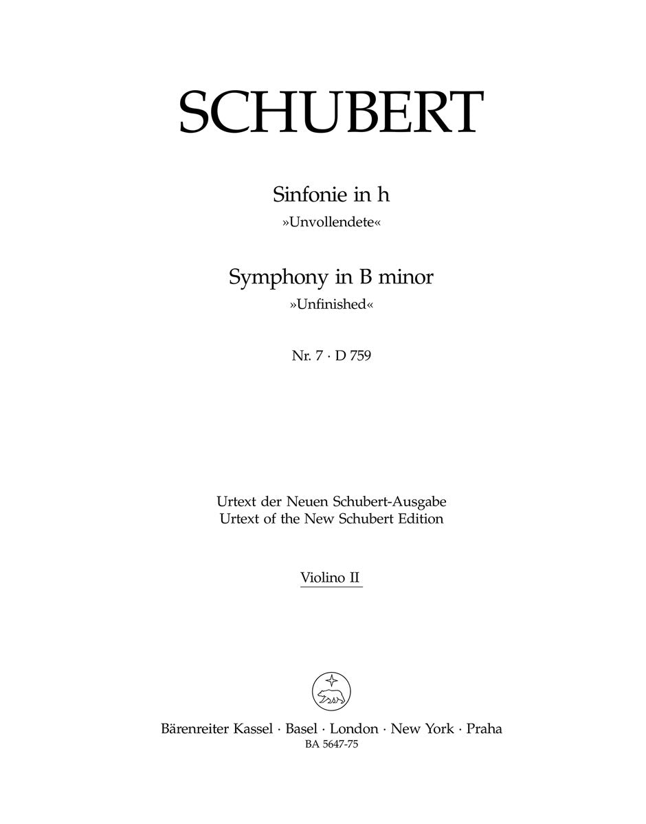 Schubert Symphony Nr. 7 B minor D 759 "Unfinished" Violin 2 Part