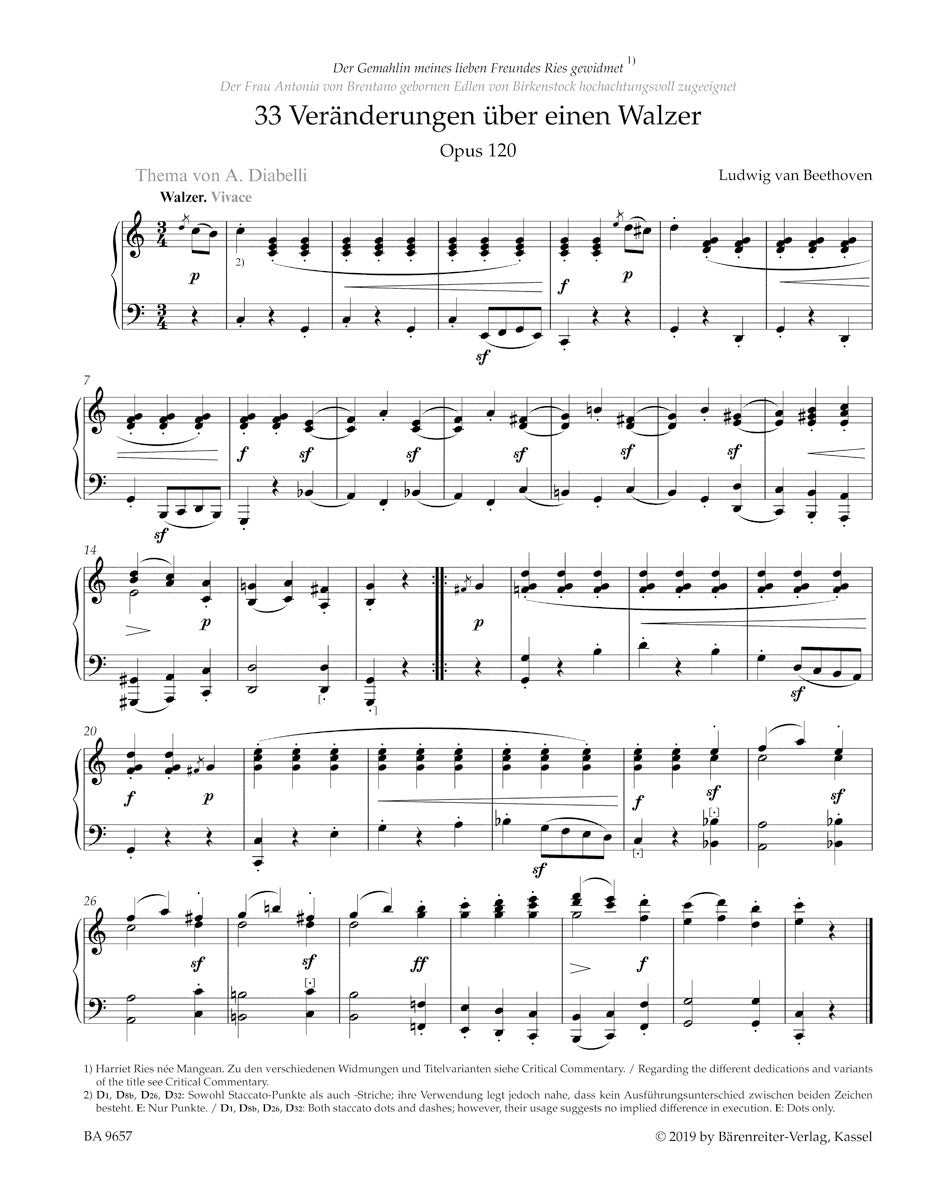 Beethoven 33 Variations on a Waltz for Piano op. 120 "Diabelli Variations"