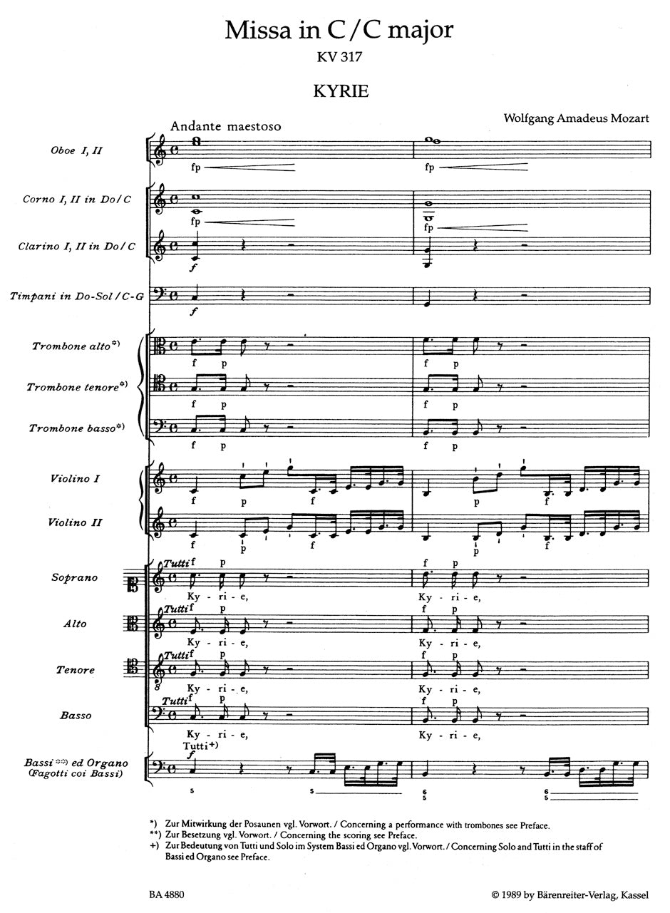 Mozart Missa C major K. 317 "Coronation Mass"
