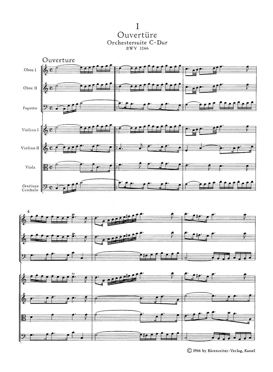 Bach Overture  (Orchestersuite) C-Dur BWV 1066 Study Score