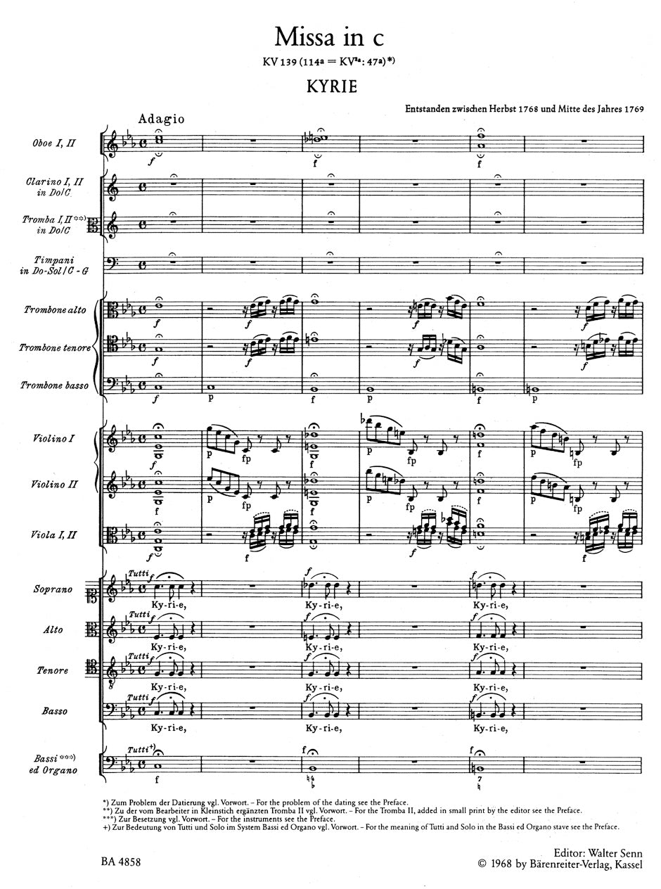 Mozart Missa C minor K. 139 (47a) "Waisenhaus Mass"