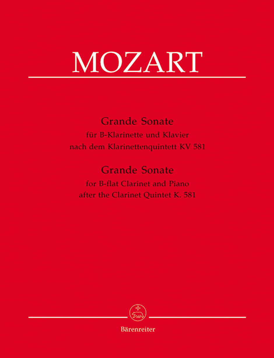 Mozart Grande Sonate for B flat Clarinet and Piano (nach dem Klarinettenquintett KV 581)