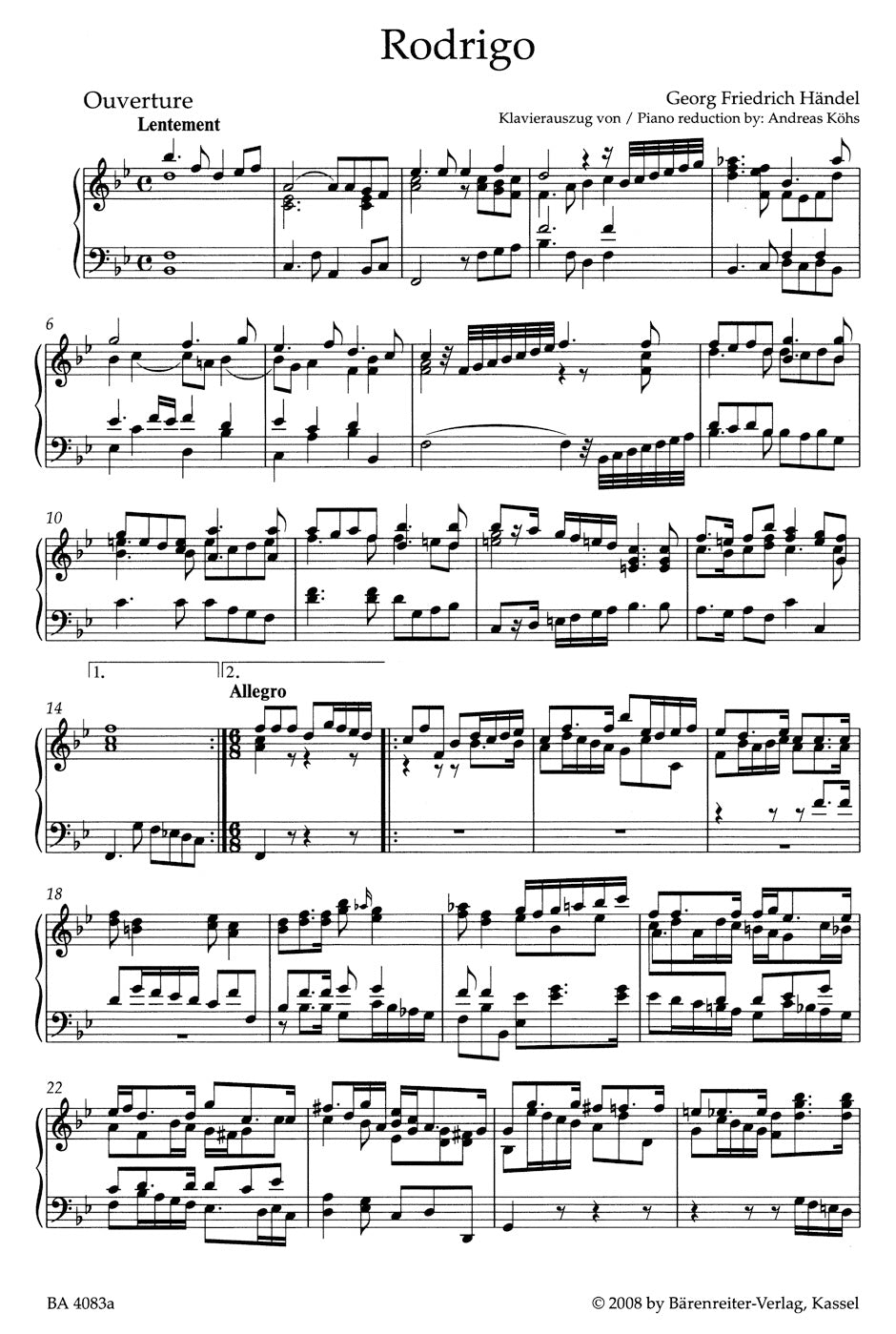 Handel Rodrigo (Vincer se stesso Þ la maggior vittoria) HWV 5 -Opera in three acts-