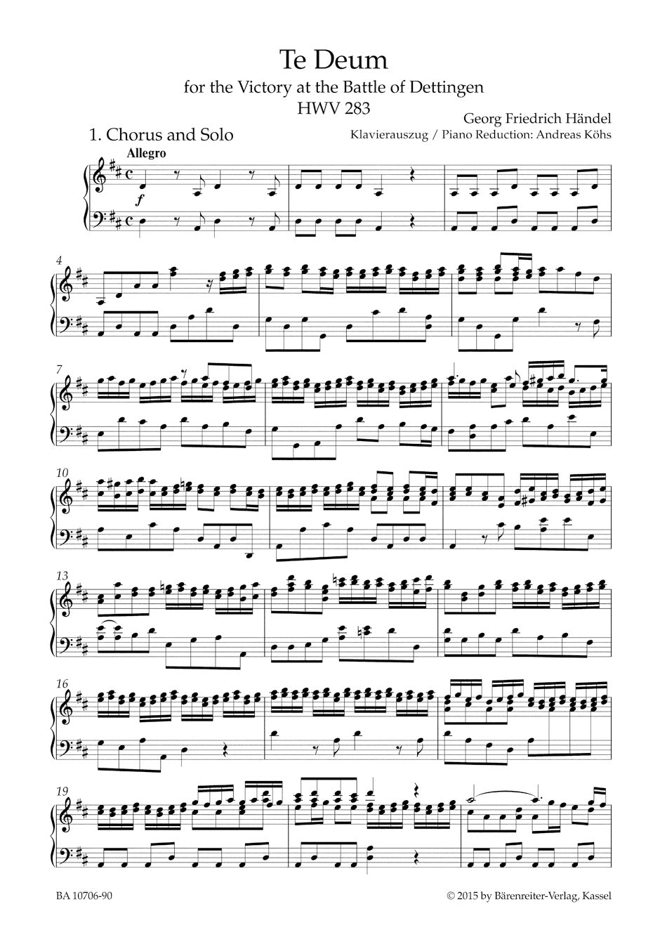 Handel Te Deum for the Victory at the Battle of Dettingen HWV 283