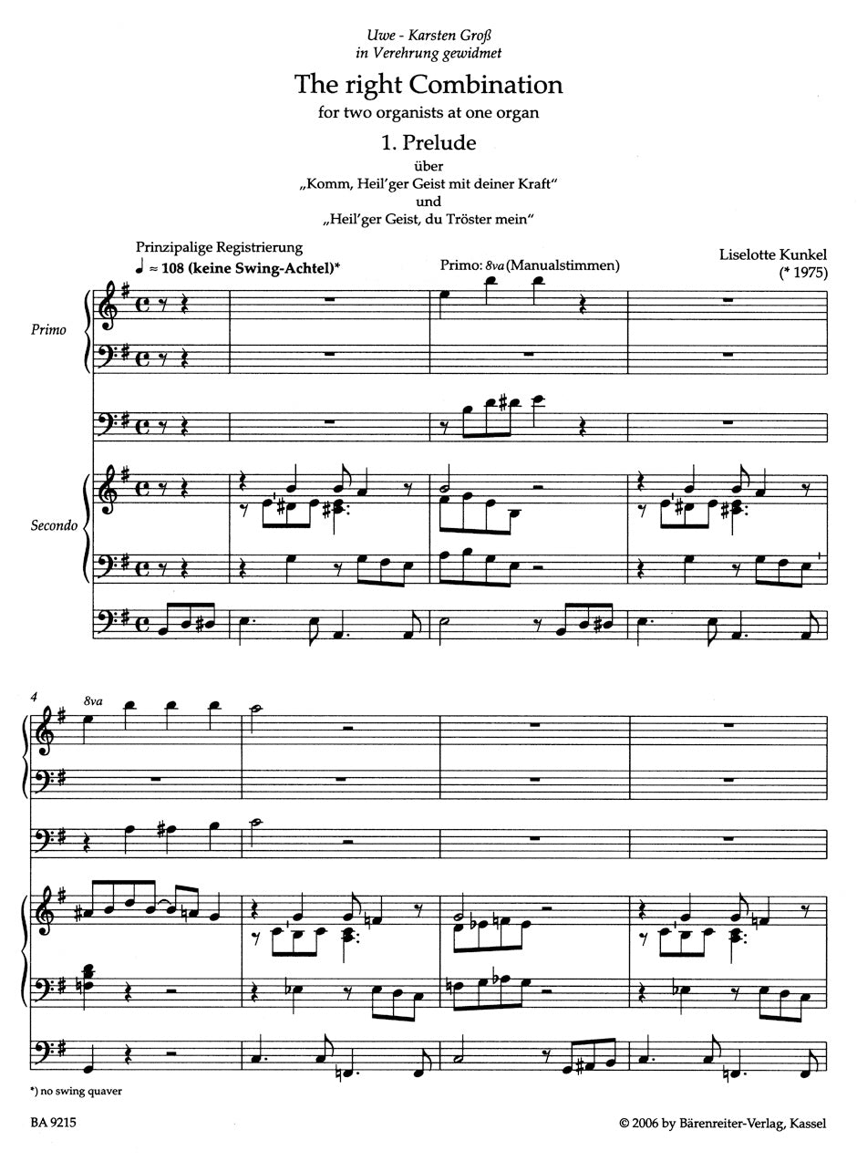Kunkel The right combination für two organisten und eine orgel