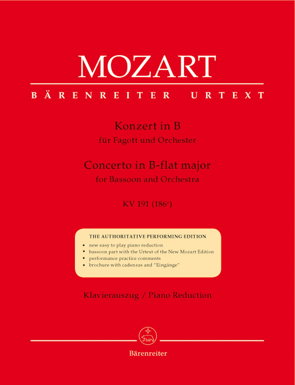 Mozart Concerto for Bassoon and Orchestra B-flat major K. 191(186e)