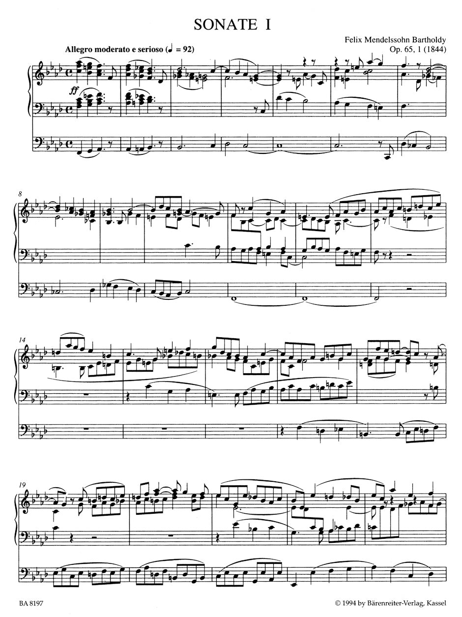 Mendelssohn New Edition of the Complete Organ Works, Volume 2 -Six sonatas op.65-