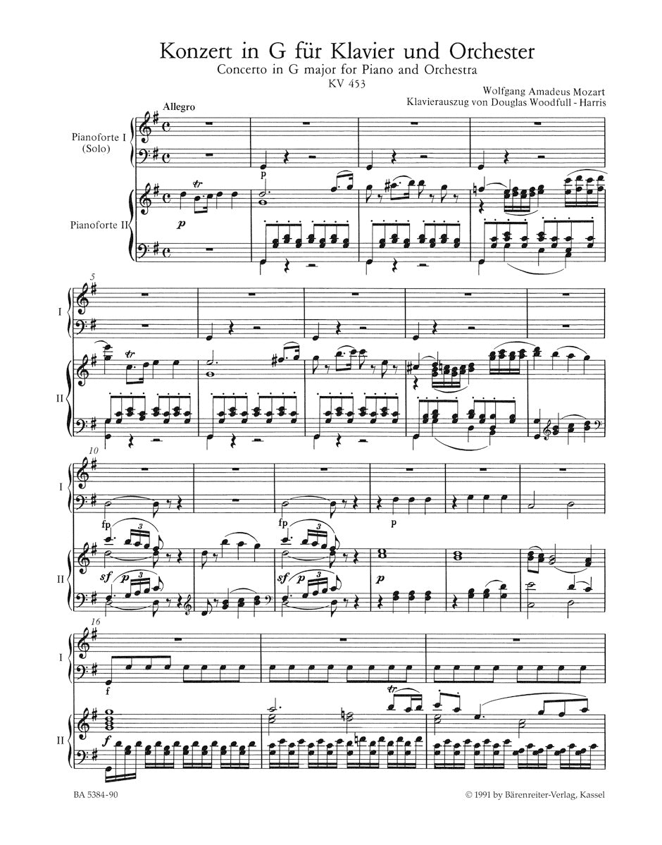 Mozart Concerto for Piano and Orchestra No. 17 G major K. 453 (Piano Reduction)