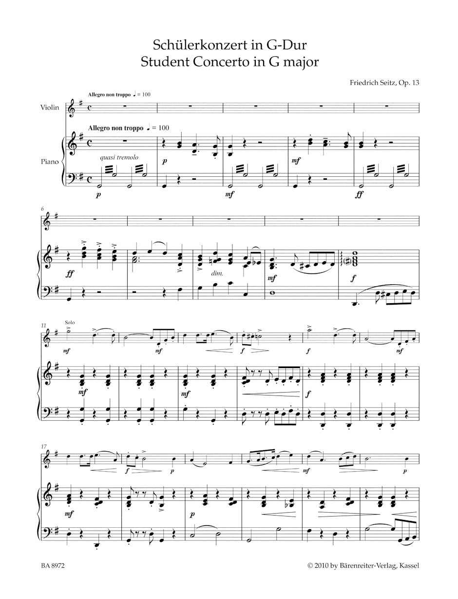 Seitz: Concerto in G major, op. 13