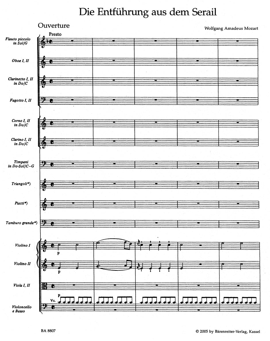 Mozart The Abduction from the Seraglio K. 384 -Overture with the Johann Anton André concert ending-