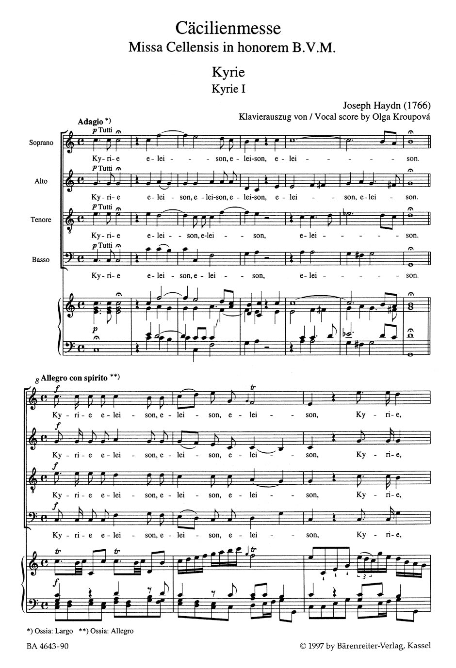 Haydn Missa Cellensis in honorem Beatissimae Virginis Mariae Hob.XXII:5 "Cecilia Mass"