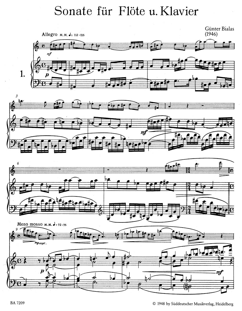 Bialas Sonata for Flute and Piano