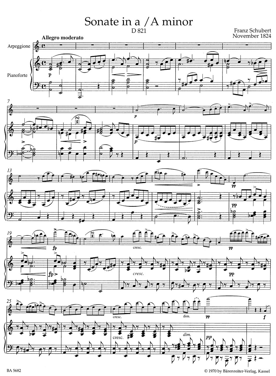 Schubert Sonata in A minor "Arpeggione" arranged for Clarinet and Piano