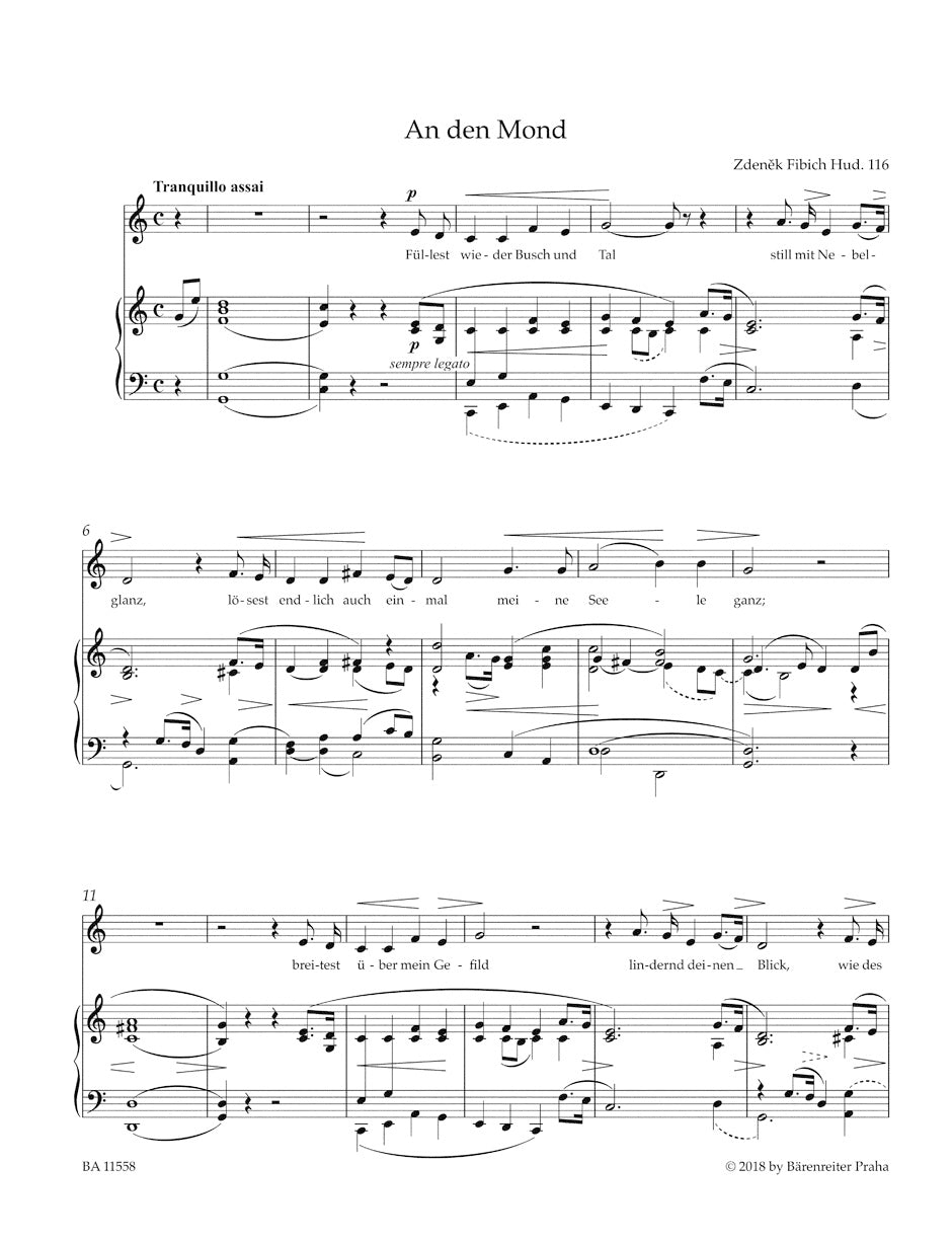 Fibich Songs on Texts by Johann Wolfgang von Goethe