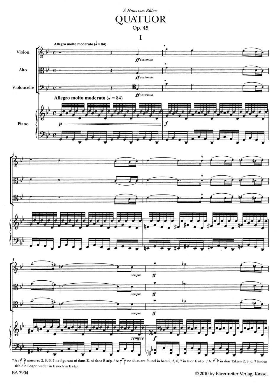 Faure Piano Quartet in g minor Opus 45