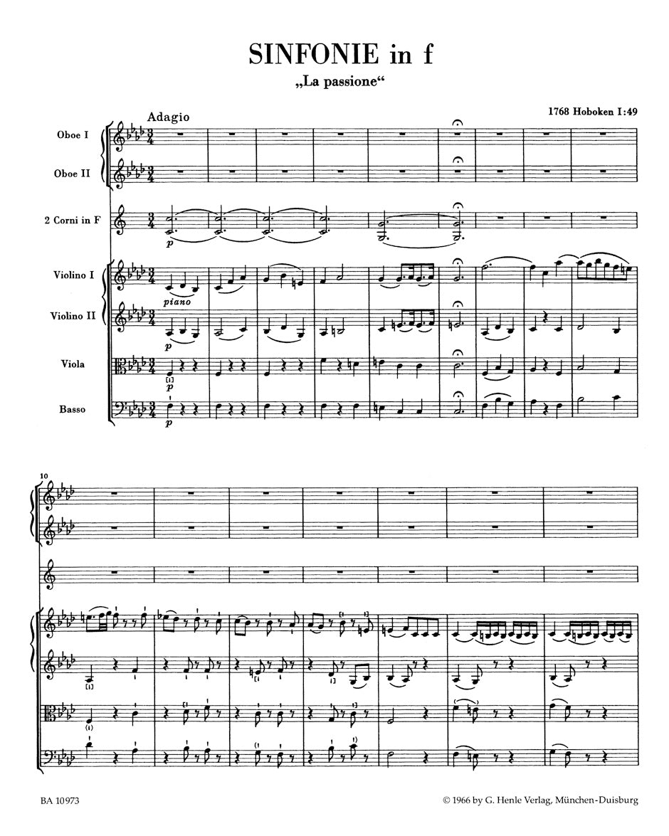 Haydn Symphony F minor Hob. I:49 "La passione"