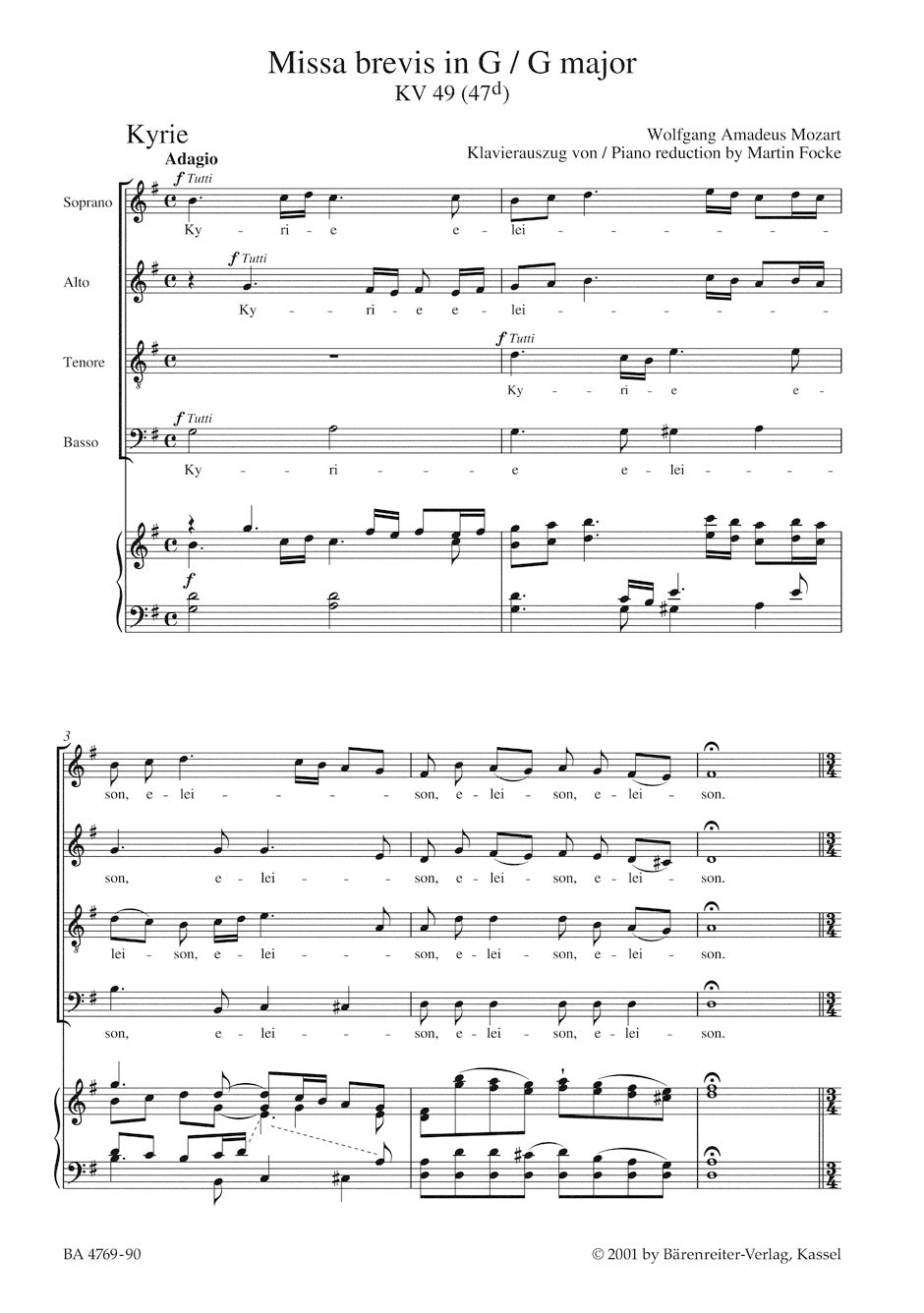 Mozart Missa brevis G major K. 49 (47d)