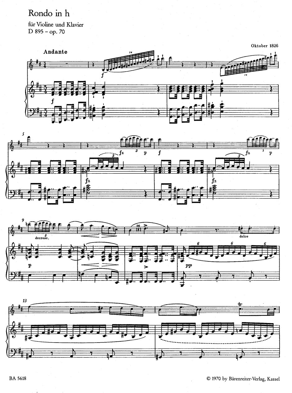 Schubert Rondo for Violin and Piano B minor op. 70 D 895