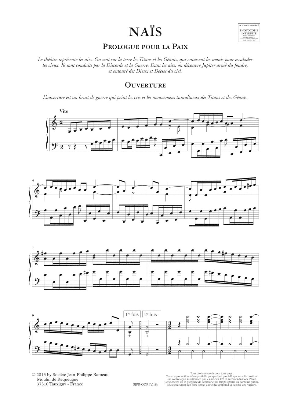 Rameau Nais -Opera with a prologue and three acts-