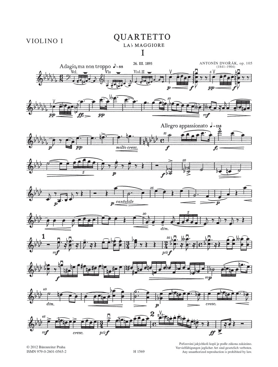 Dvorak String Quartet No 14 in A flat major Opus 105