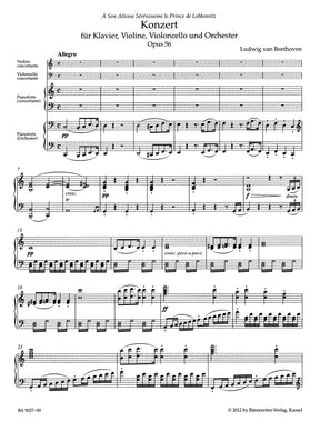 Beethoven Concerto for Pianoforte, Violin, Violoncello and Orchestra in C major Opus 56 (Triple Concerto) - Piano Reduction and Solo Parts