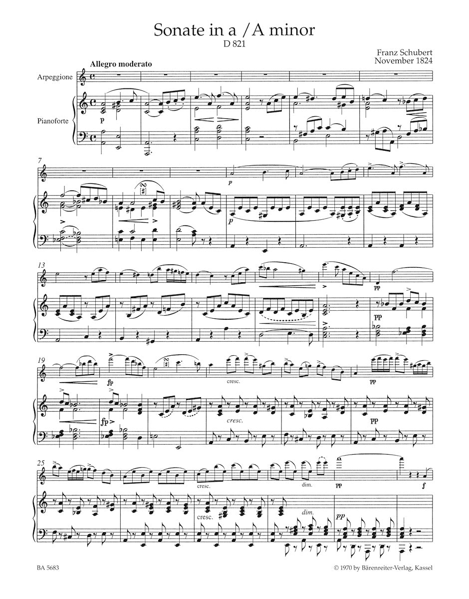 Schubert Sonata A minor D 821 "Arpeggione" arranged for Viola and Piano