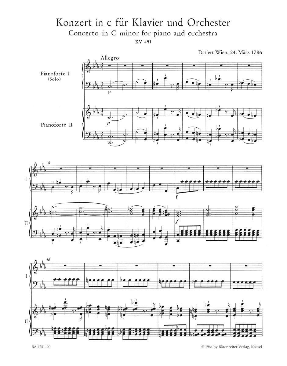 Mozart Concerto for Piano and Orchestra Nr. 24 C minor K. 491 (Piano Reduction)