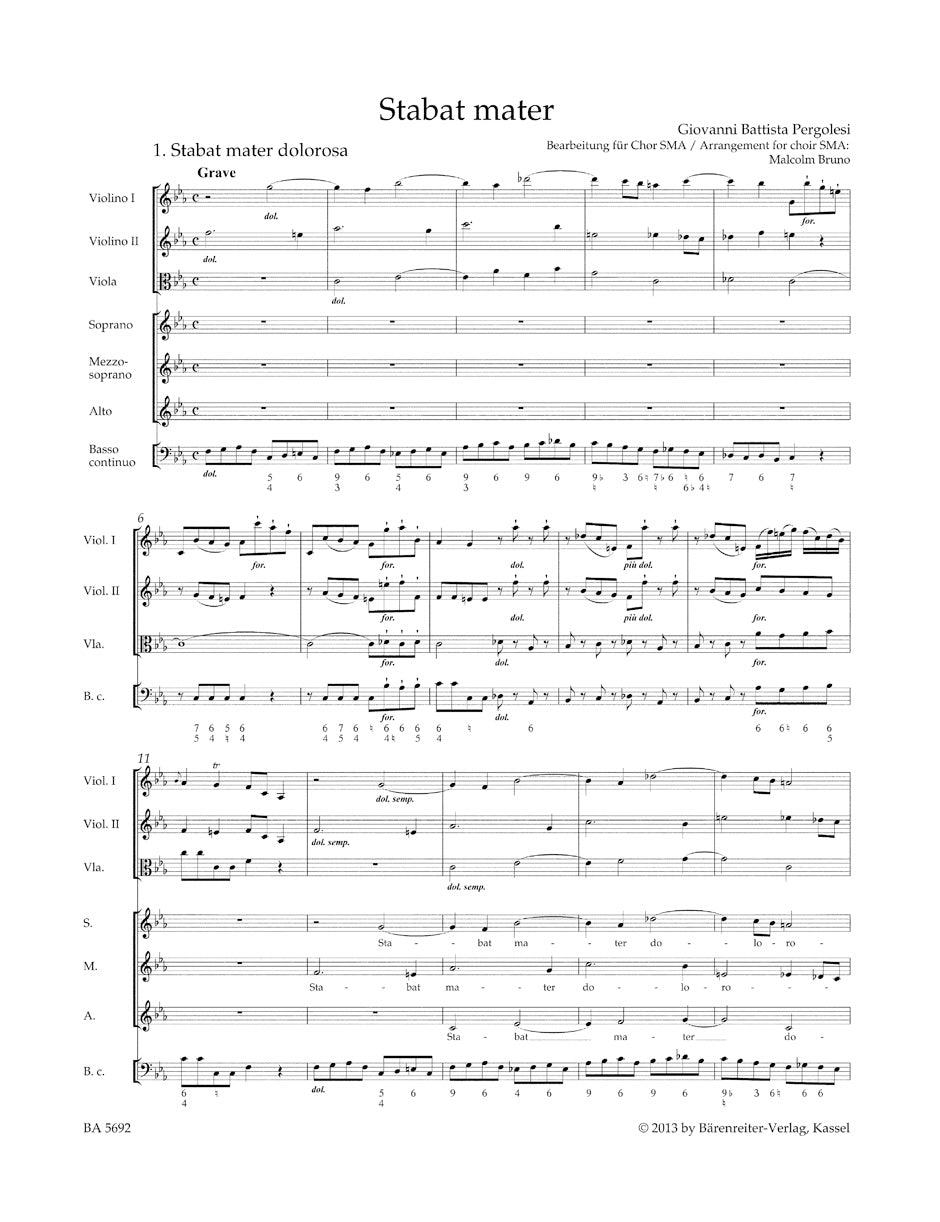 Pergolesi Stabat mater (Arranged for female choir (SMA))