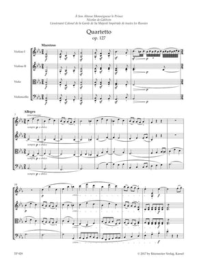 Beethoven String Quartet E-flat major op. 127 Study Score