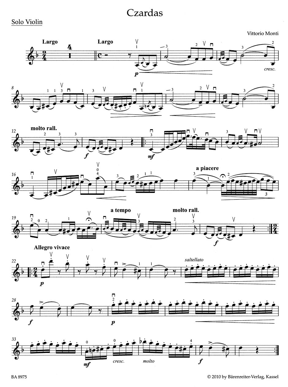 Monti Czardas for Violin and Piano