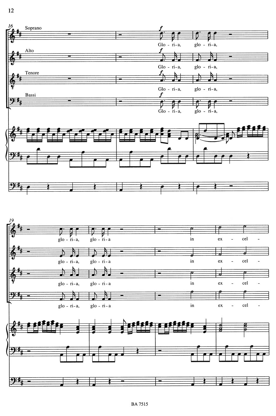 Vivaldi Introduzione al Gloria RV 642, Gloria in D major RV 589 (arranged for soloists (SATB), Mixed choir (SATB) and organ)