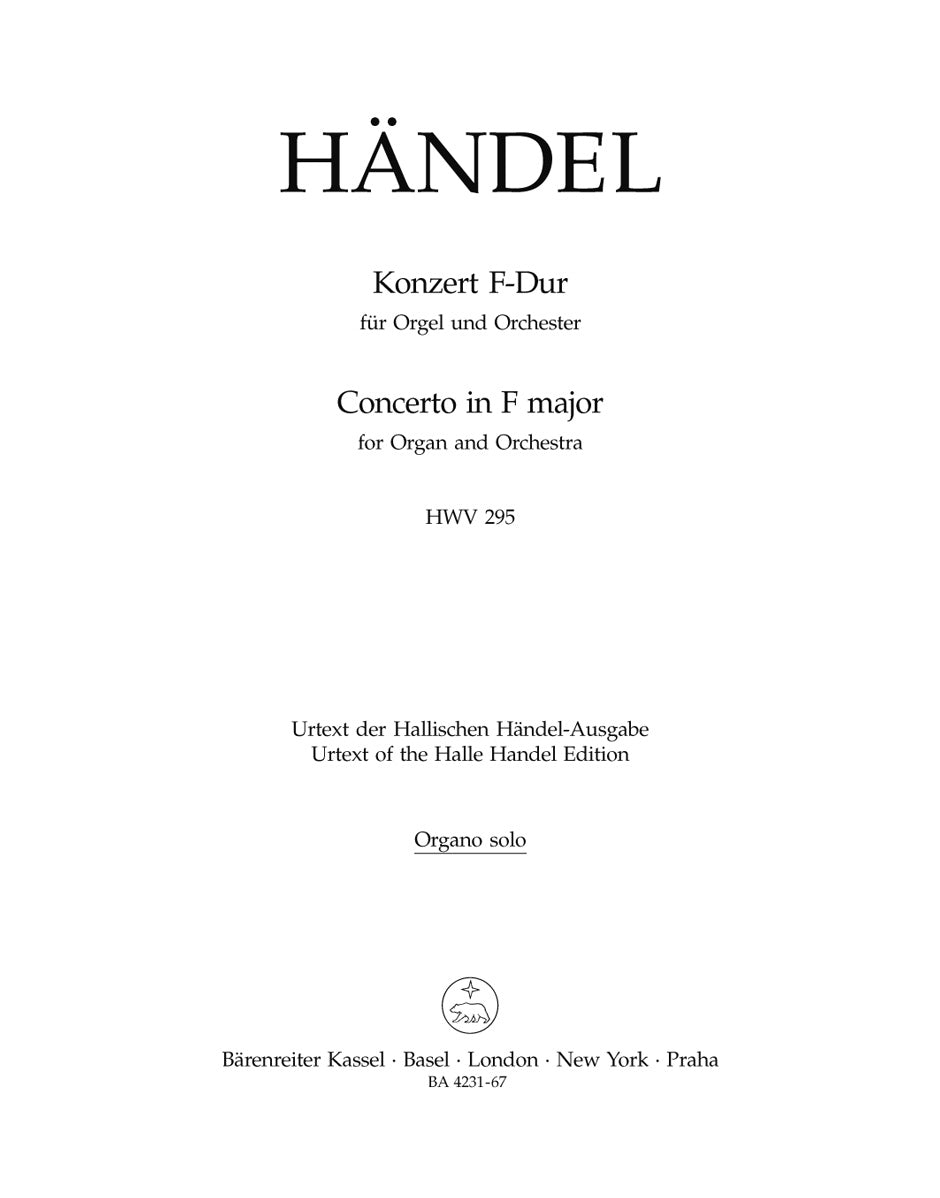 Handel Concerto for Organ and Orchestra Nr. 13 F major HWV 295 "The Cuckoo and the Nightingale" Organ Solo Part