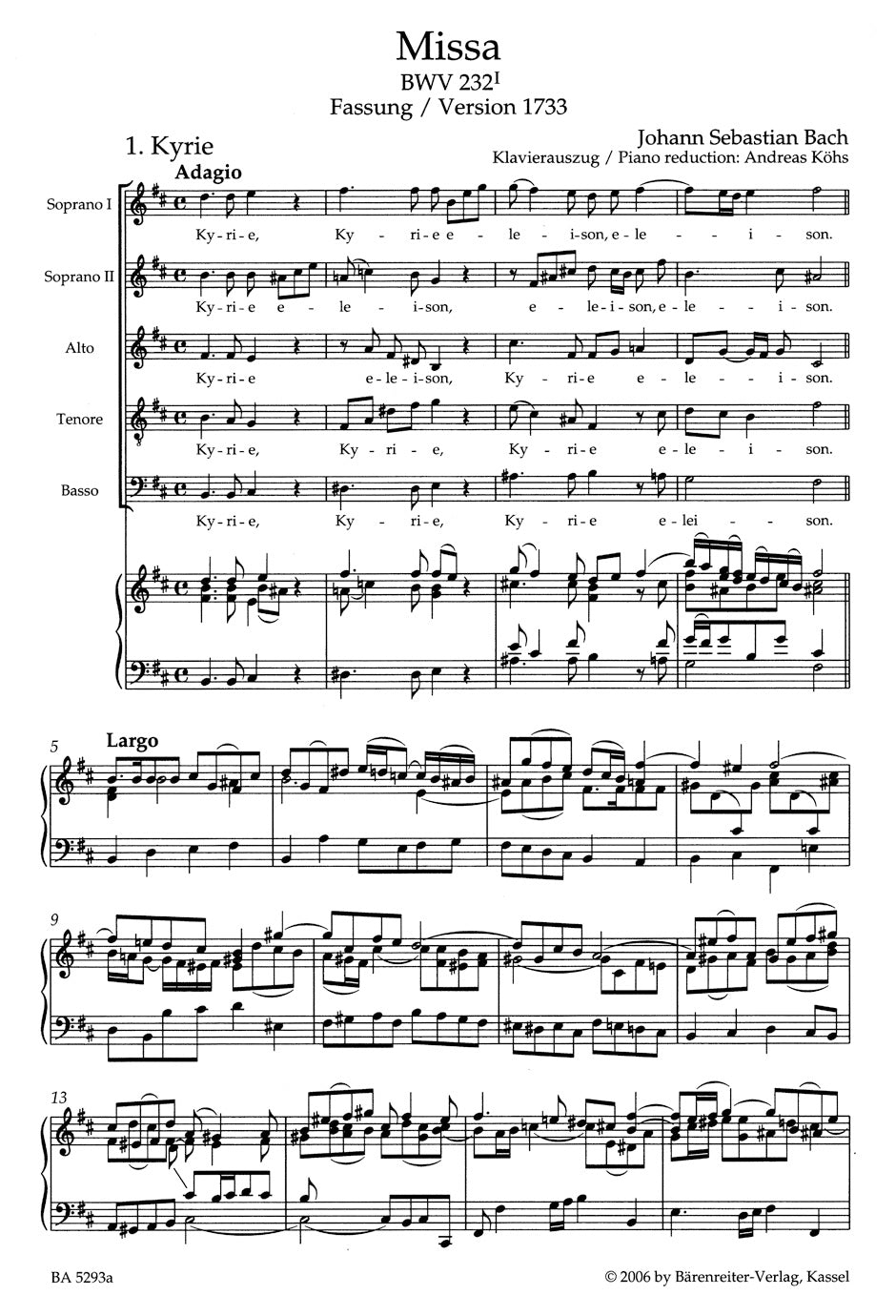 Bach Early Versions of the Mass B minor BWV 232