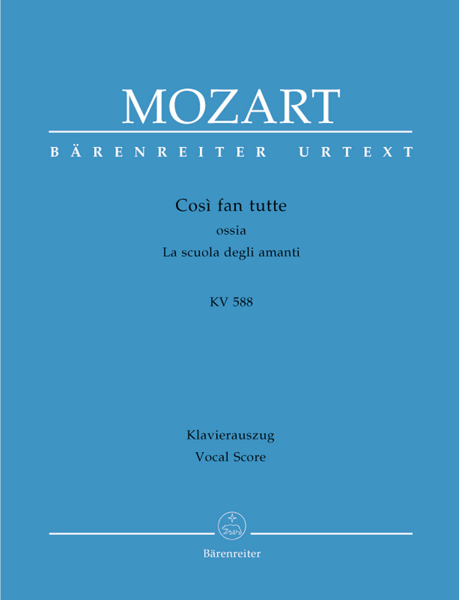 Mozart Cosi Fan Tutte Vocal Score KV. 588 Hardcover