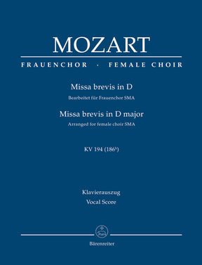 Mozart Missa brevis D major K. 194 (186h) (Arranged for female choir (SMA))