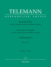 Telemann Concerto for three Violins, Strings and Basso Continuo in F major TWV 53:F1 Full Score