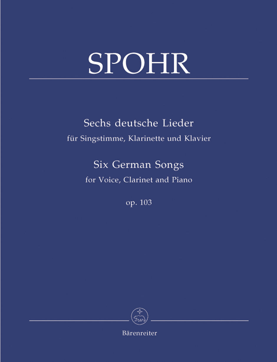 Spohr Six German Songs for voice, clarinet and Piano op. 103