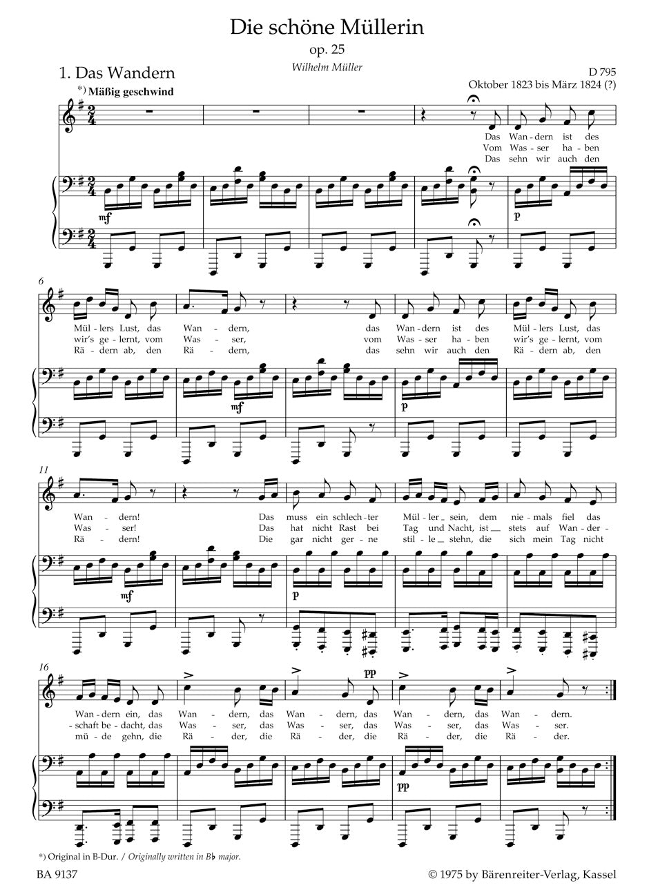 Schubert Die schöne Müllerin op. 25 D 795 (Medium Voice)