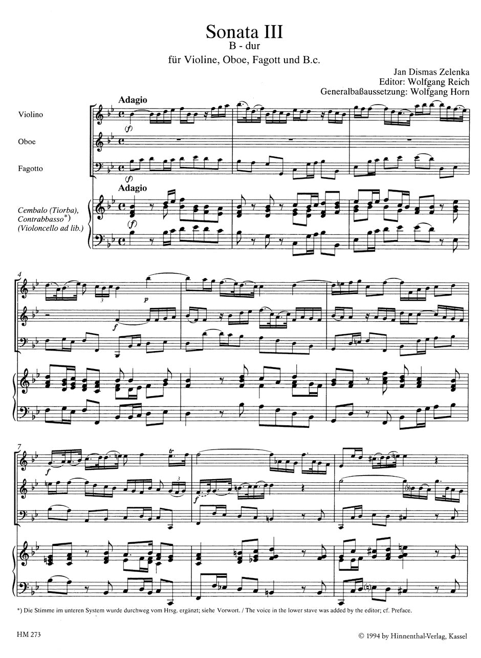 Zelenka Sonata No 3 in B flat major ZWV 181, 3
