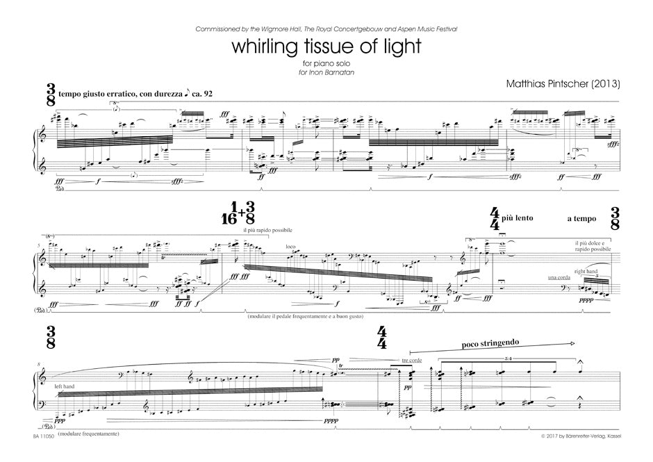 Pintscher Whirling Tissue of Light for Piano solo (2013)