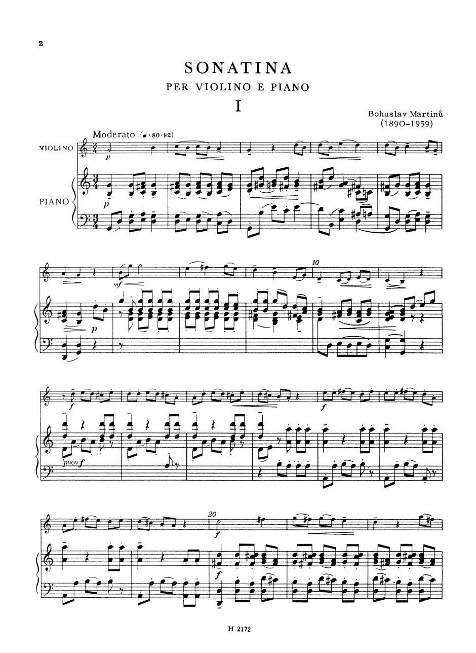Martinu Sonatina for Violin and Piano