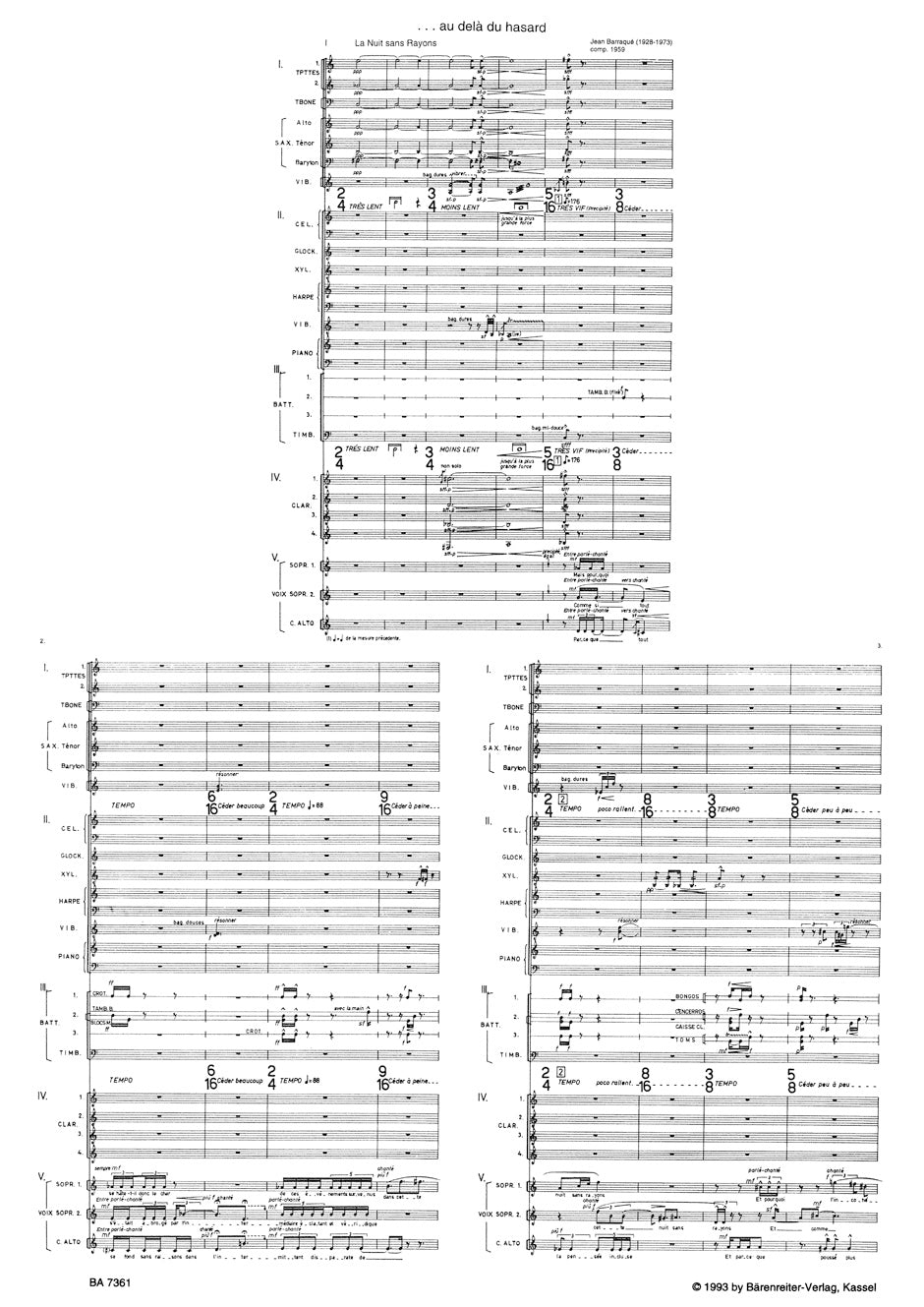 Barraque ...au delà du hasard für Solostimmen und Orchester in 4 Gruppen (1959)