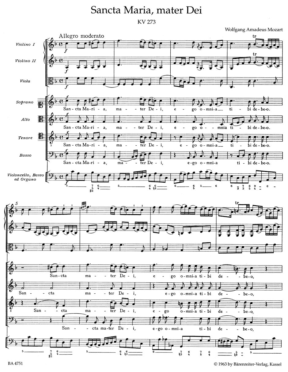 Mozart Sancta Maria, mater Dei K. 273
