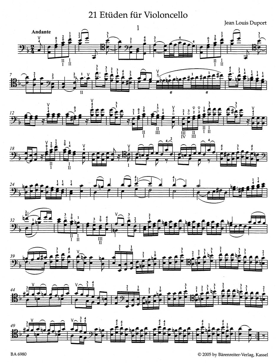 Duport 21 Etudes for Violoncello with an Accompaniment of a 2nd Violoncello (ad lib.)