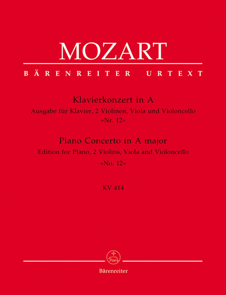 Mozart Piano Concerto No 12 in A major K 414 - Version for Piano and String Quartet