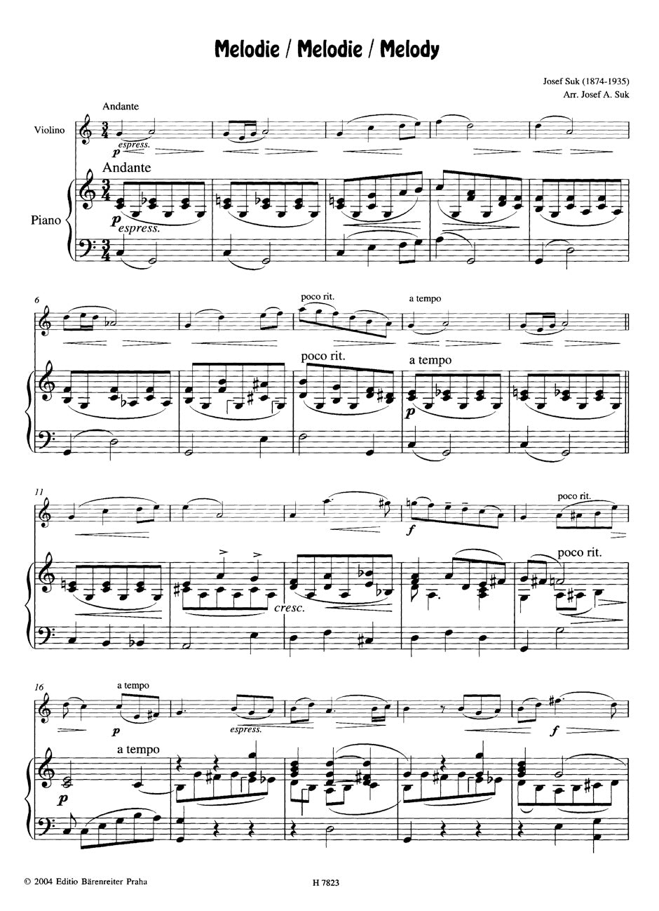 Suk Composition for Violin & Piano/Kompositionen -für Violine und Klavier-