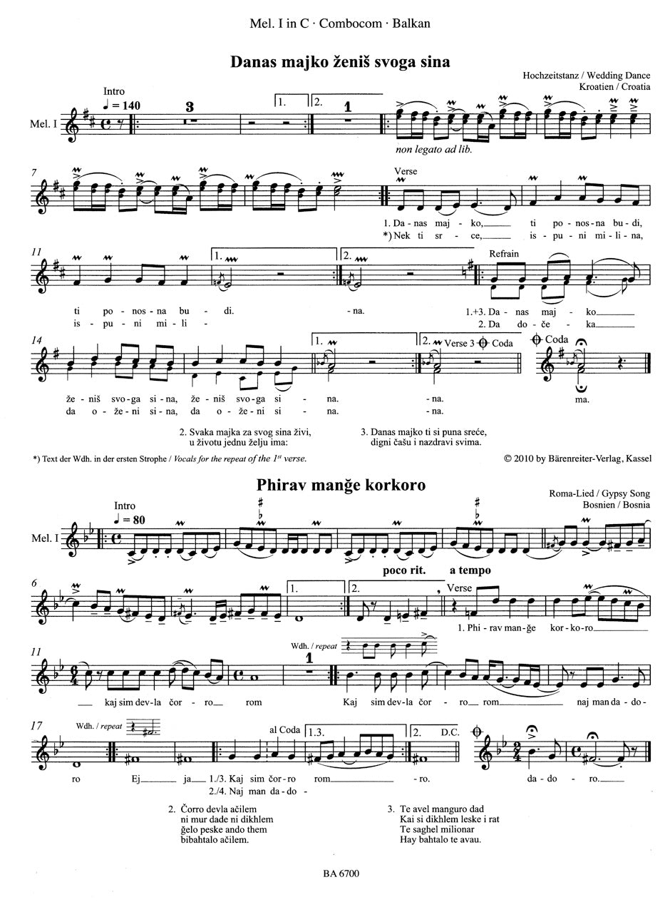 Balkan 13 Arrangements for Variable Instrumentation