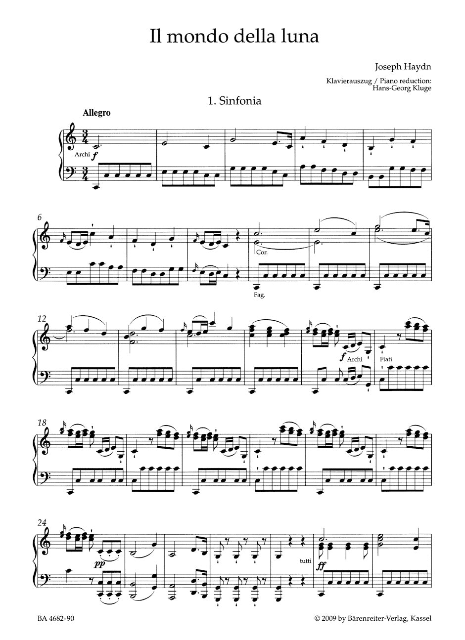 Haydn Il mondo della luna (Die Welt auf dem Monde) Hob. XXVIII:7 (1777) -Dramma giocoso in tre atti-